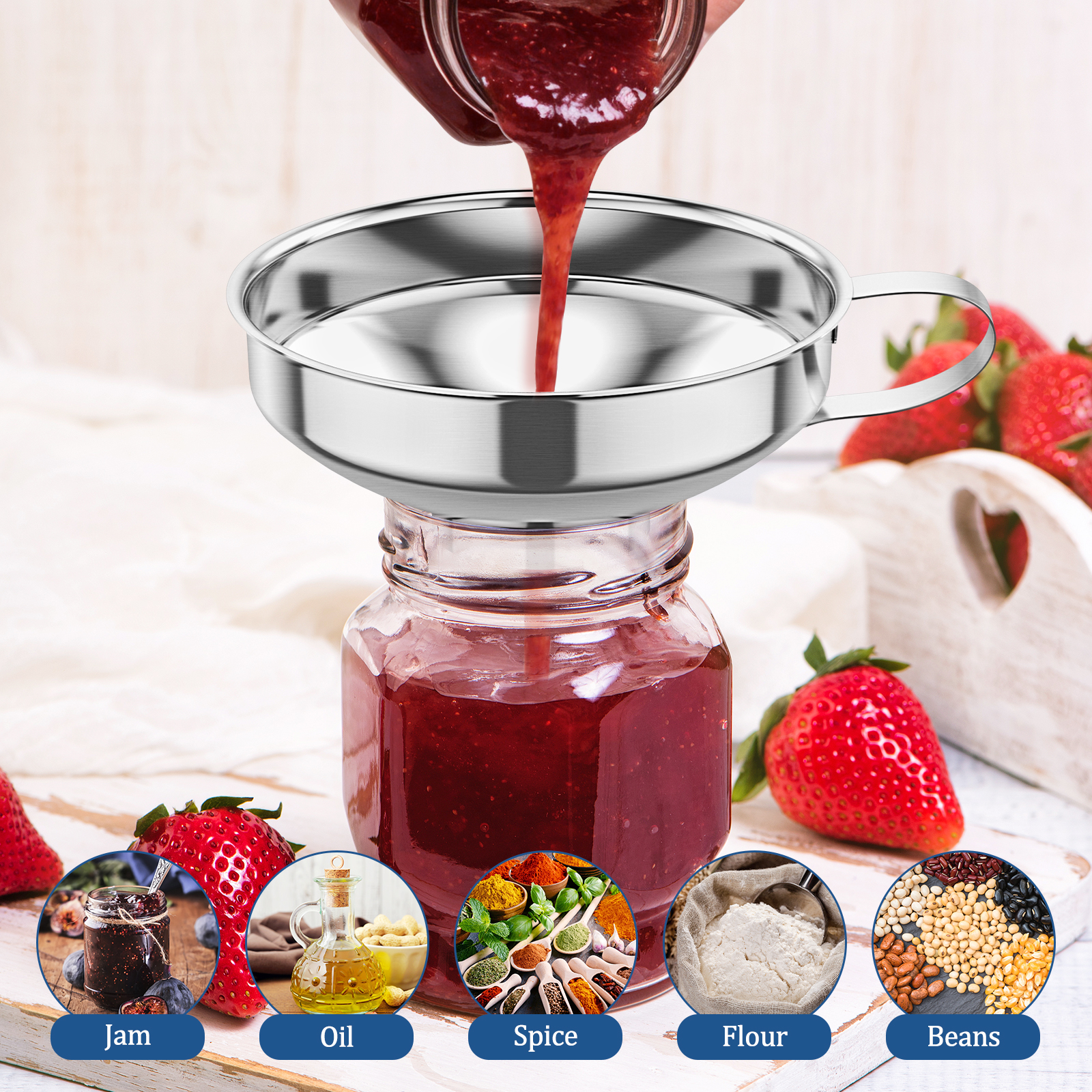 3Pack Canning Funnel with Stra - مراجعة Mason Jar Wide Mouth وسعره