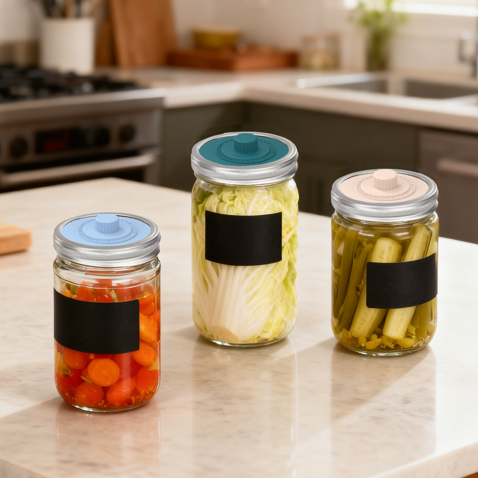 4 Pcs Silicone Fermentation Li - مراجعة Mason Jar Wide Mouth وسعره