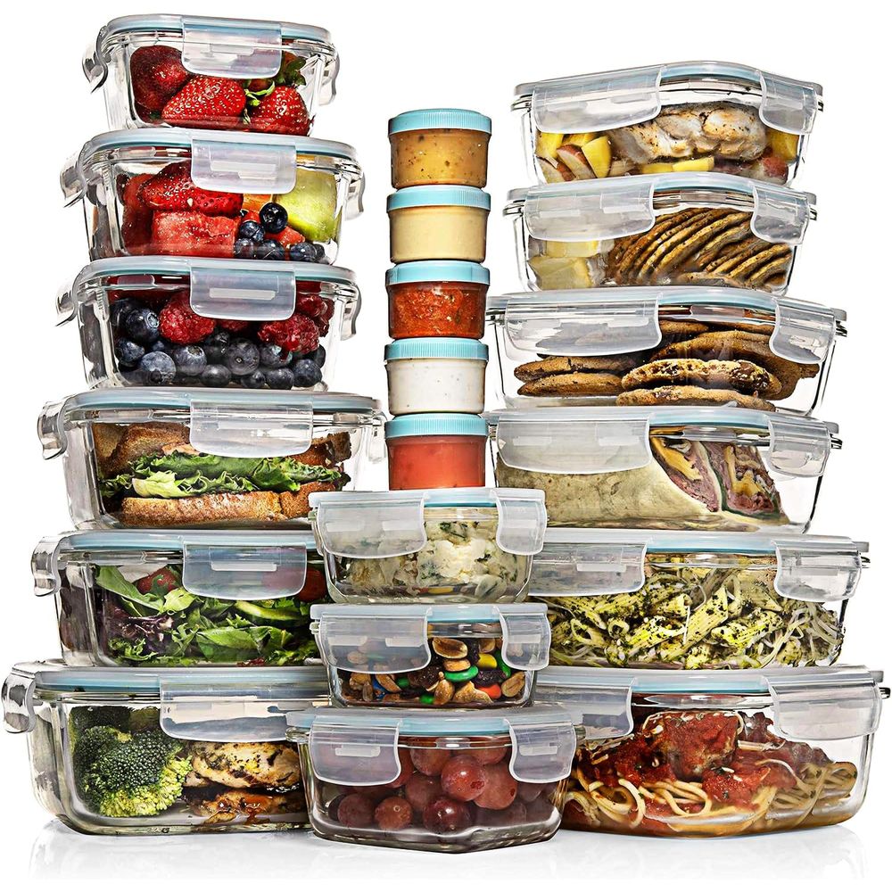 Pc Set Glass Food Storage Cont - مراجعة Glass Meal Prep Container وسعره