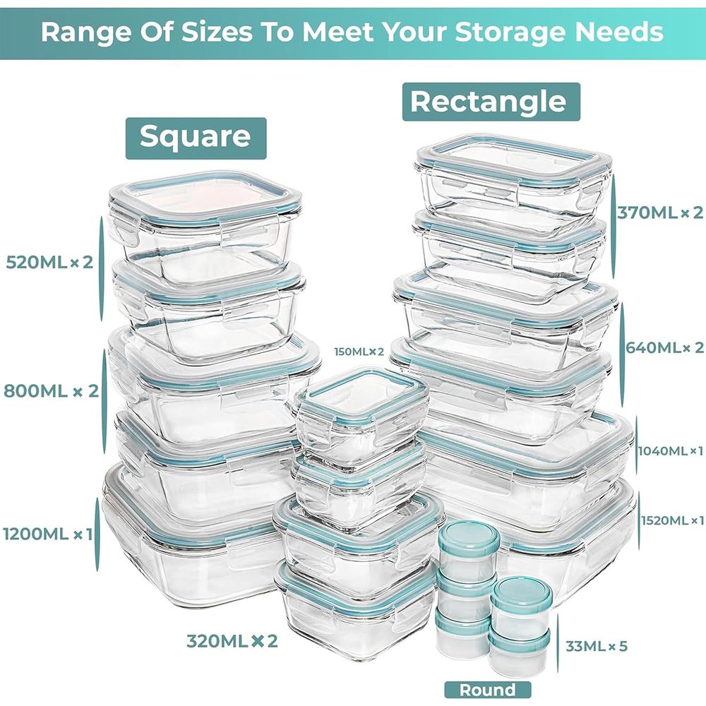 Pc Set Glass Food Storage Cont - مراجعة Glass Meal Prep Container وسعره
