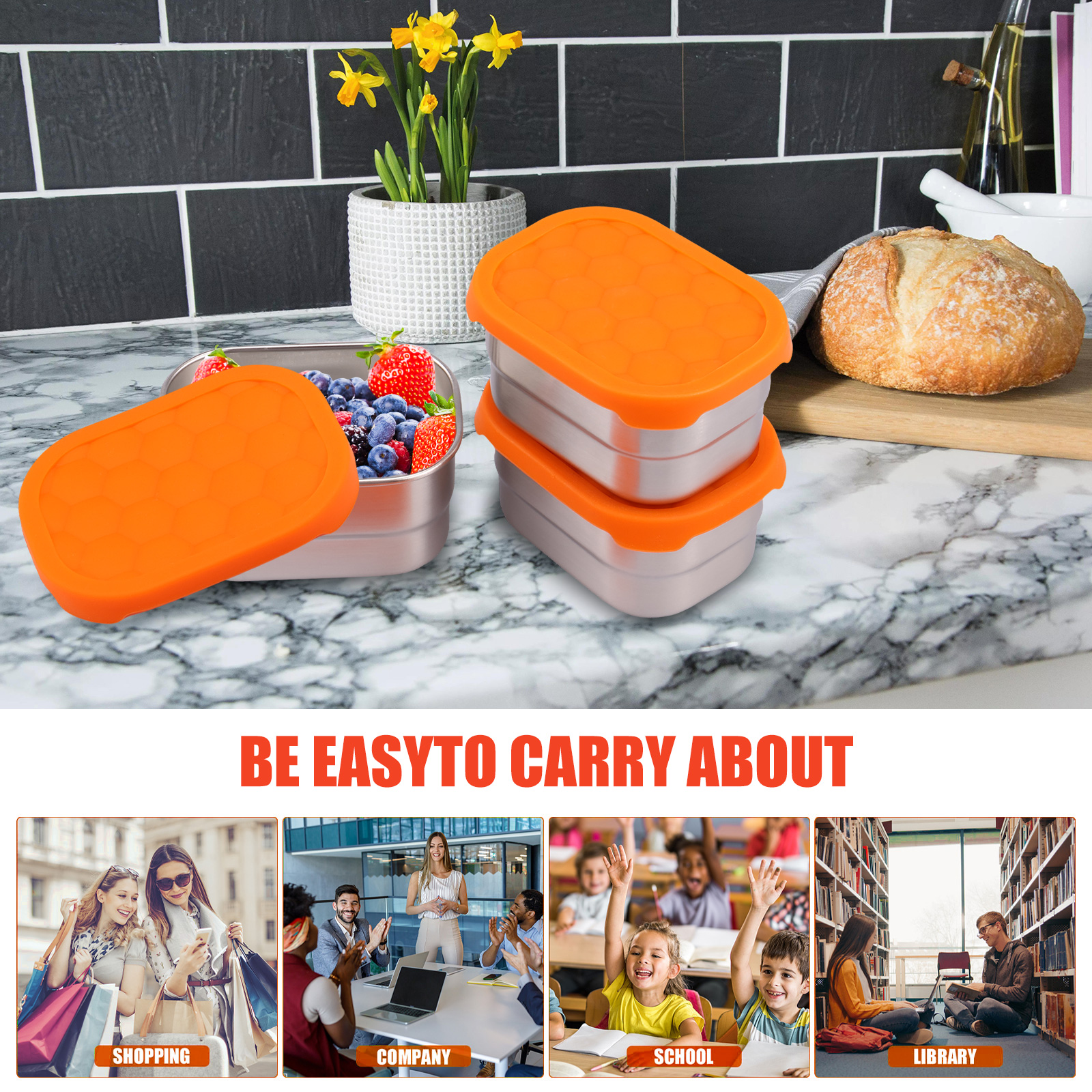 3Pcs Portable 304 Stainless St - مراجعة Stainless Lunch Box وسعره