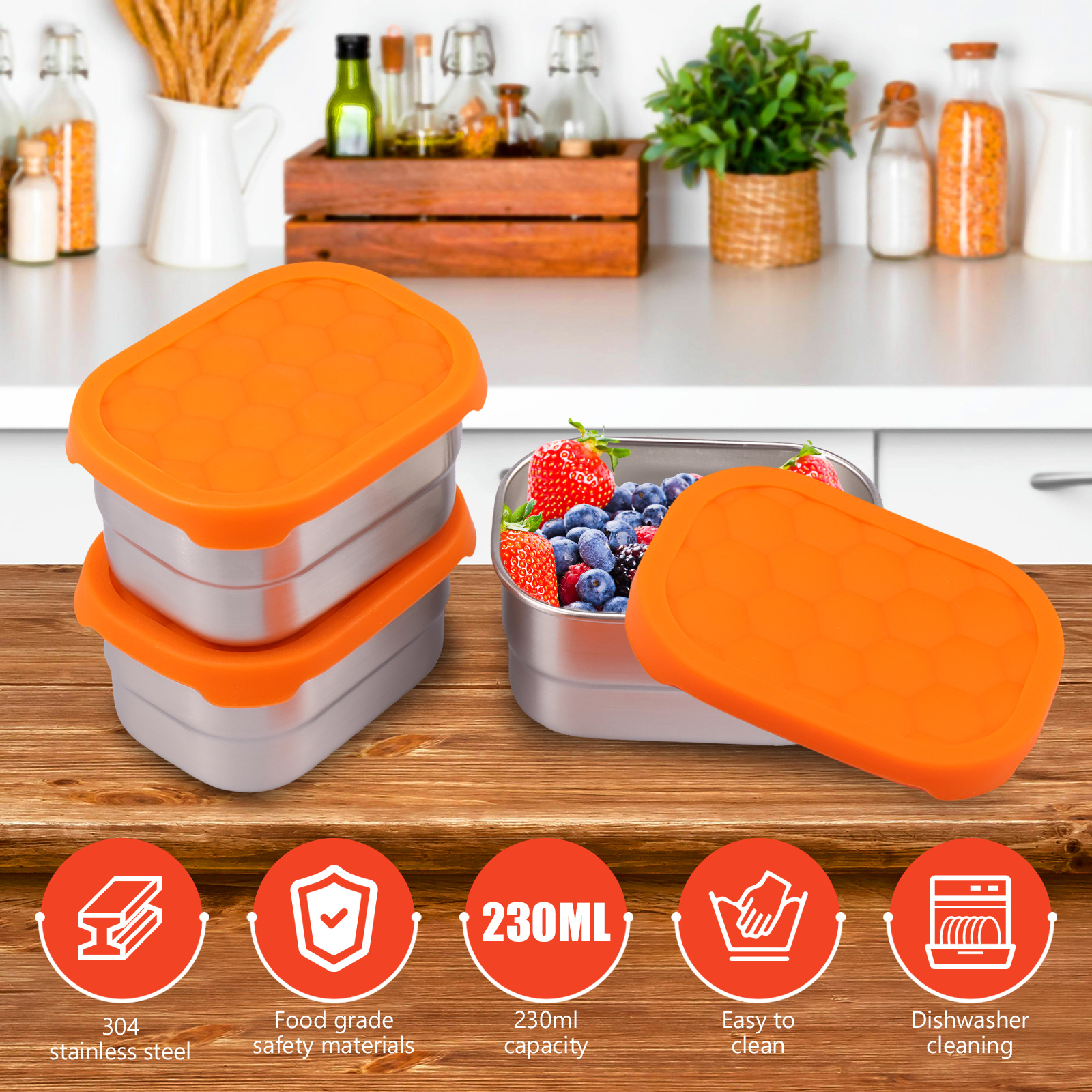 3Pcs Portable 304 Stainless St - مراجعة Stainless Lunch Box وسعره