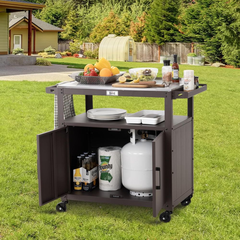 Portable Stainless Steel Outdo - مراجعة Food Storage With Wheels وسعره