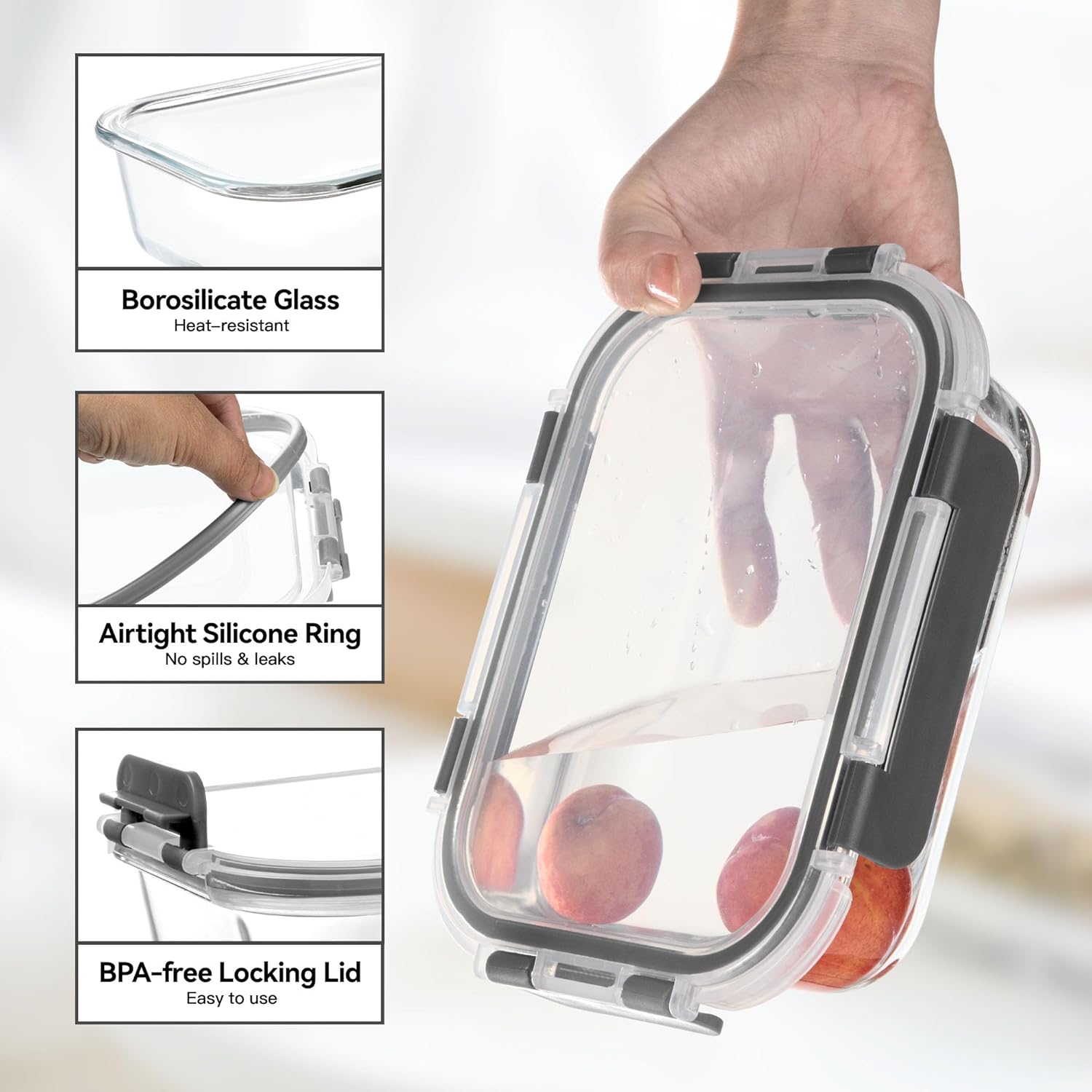 Glass Food Storage Containers, - مراجعة Food Storage Lunch Box وسعره